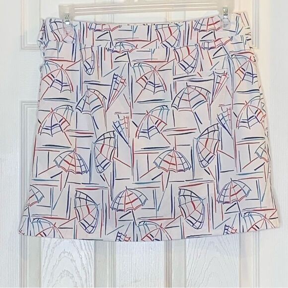Izod Golf Umbrella Print Skort Size 8 White Red Blue Activewear - Picture 2 of 12